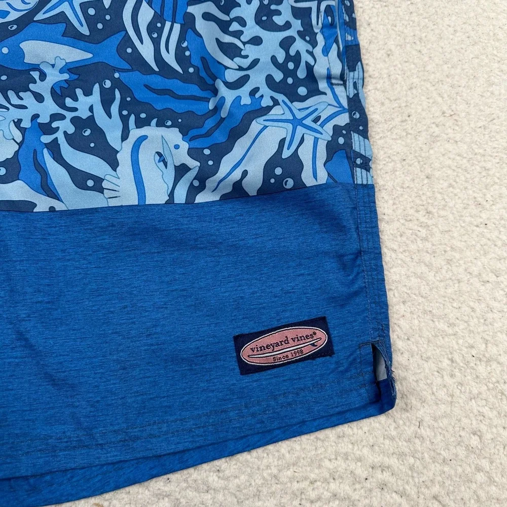 Vineyard Vines  Swim‎ Trunks Mens Medium Drawstring Lined Swimming Stretch Blue